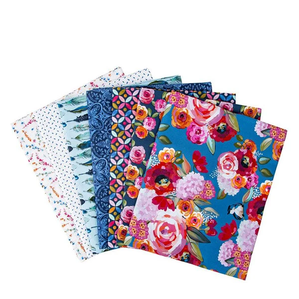 Poppies & Plumes 1-Yard Bundle Ocean - Image 2