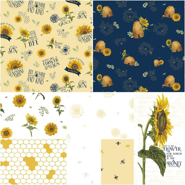 Honey Bees And Flowers Please 1-Yard Bundle Yellow