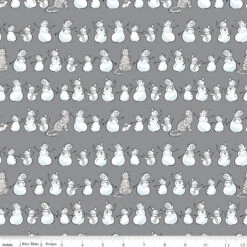 Flannel Snow Leopard Snowmen Rows Gray
