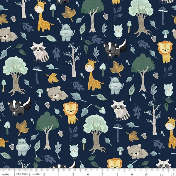 Flannel It's A Boy Baby Animals Navy
