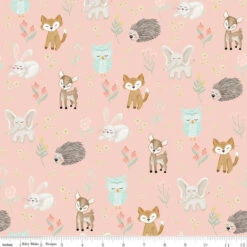 Flannel It's A Girl Baby Animals Blush