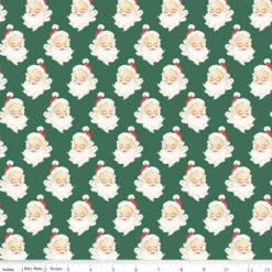 Flannel Old Fashioned Christmas Santa Heads Pine