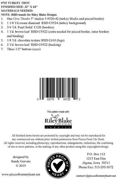 Sandy Gervais Turkey Trot Table Runner Pattern - Image 2