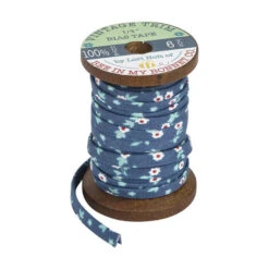 Lori Holt 1/4" Double Fold Bias Tape Cook Book Denim Blossom