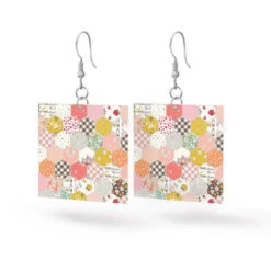 Hometown Leatherworks Square Earrings BloomBerry