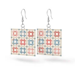 Hometown Leatherworks Square Earrings Countryside