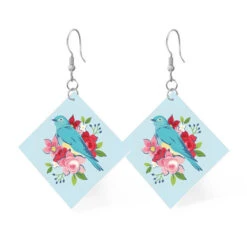 Hometown Leatherworks Square Earrings Bluebird