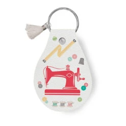 Hometown Leatherworks Circle Key Chain My Happy Place Sewing Machine