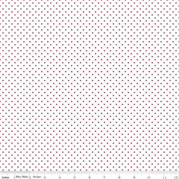 Wide Back Swiss Dot Red On White